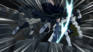 Gajeel attacking Brain II