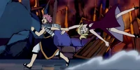 Natsu dragging Lucy
