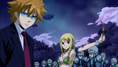 Lucy summons Loke to fight the Edolas Royal Army