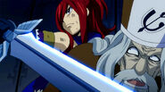 Erza takes Faust hostage