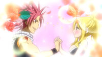 Natsu holds Lucy's hands