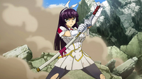 Kagura, unfazed by Minerva's attack