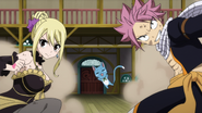 Lucy, Natsu and Happy face Jacob