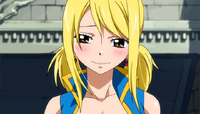 Lucy's reaction to Natsu's drive
