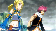 Natsu and Lucy prepare to fight