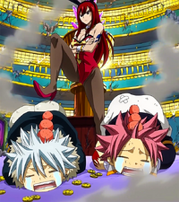 Erza dominates Haru and Natsu