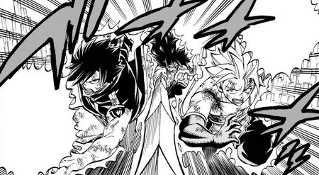 Sting and Rogue follow Gajeel's attack