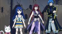 Wendy, Carla, Jellal and Erza listen to Hibiki