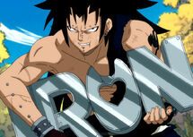 Gajeel eats iron made by Levy