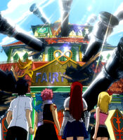 Team Natsu Stares at the Destroyed Guild Hall