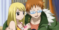 Loke giving tickets to Lucy and co.