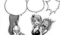 Natsu Hiding Behind Lucy After Mirajane's Scare