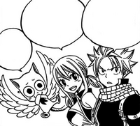 Natsu, Happy, and Lucy Commenting on Erza's New Outfit