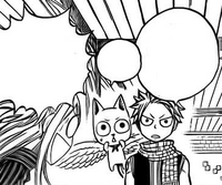 Natsu and Happy Question Lucy's Creepy Face