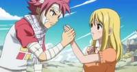 Natsu holds her hand