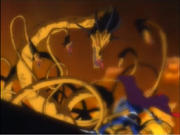 Tsuruko and Charlotte's astral projections clashing.