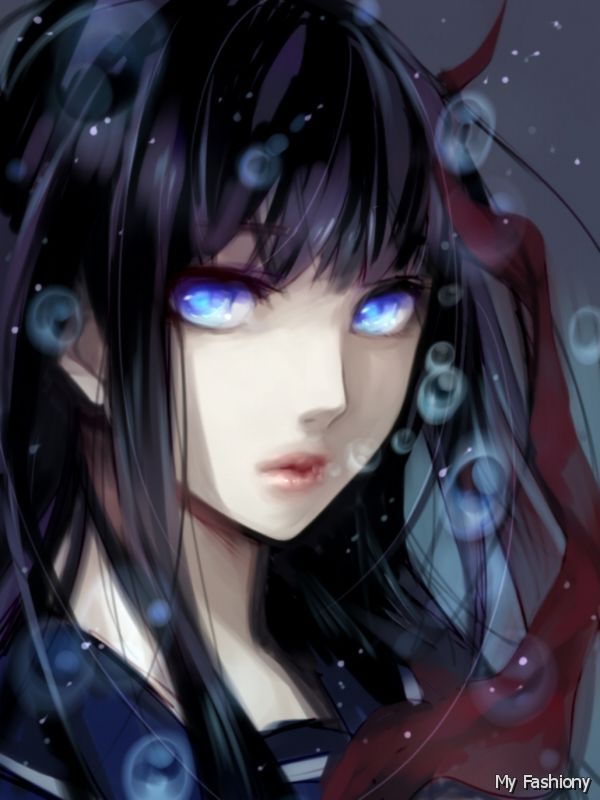 ice blue eyes black hair