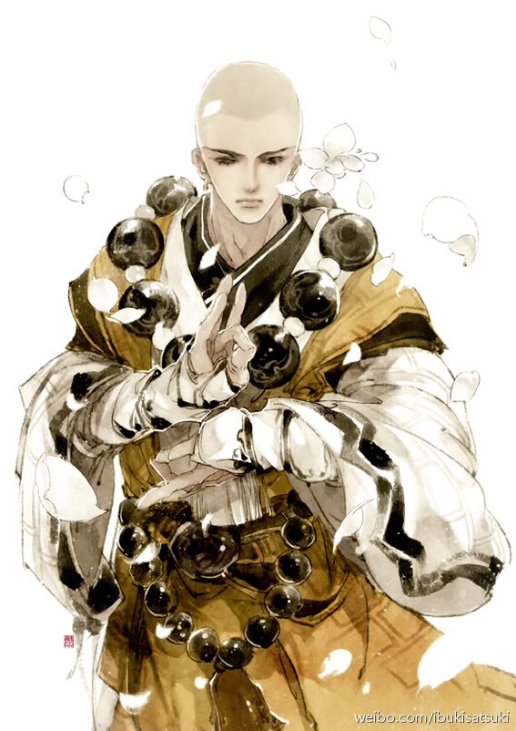 Handsome asian monk holding a staff anime style generative AI 22799004  Stock Photo at Vecteezy