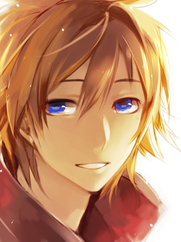 anime boy with orange hair and blue eyes
