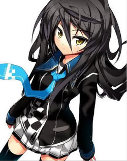 n: Wolf cute anime girl with black hair, dark blue eyes