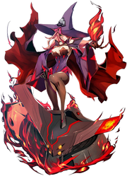 Alexis' appearance as Ragnarok, standing atop Flamvell.