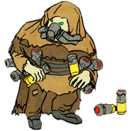 A mole miner, as shown on the Overcharged Core perk card