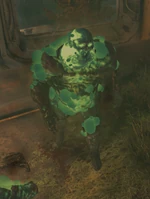 Red, a corroded glowing one in Vault 94