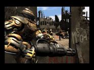 Humanoid robot making an ambush in Fallout Tactics ending