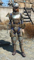 Female version of polished heavy metal armor