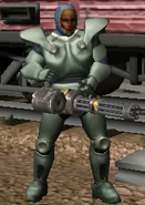 Corporal Armstrong wearing power armor