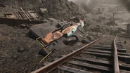 Derailed locomotive near Welch