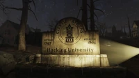 Unaffected Hocking University sign on the eastern edge of town