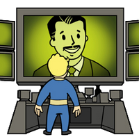 Mr. House and Vault Boy, as they appear in the achievement/trophy for The House Always Wins