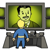 Mr. House and Vault Boy, as they appear in the achievement/trophy for The House Always Wins