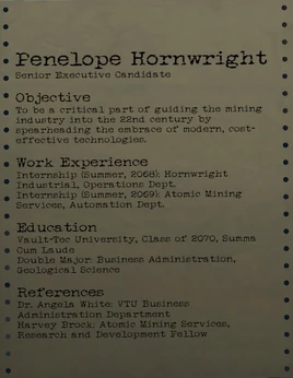 Penelope Hornwright's resume
