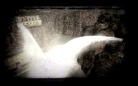 Water pouring out of the dam in the opening scene for Fallout: New Vegas