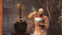 A cultist ghoul eating noodles