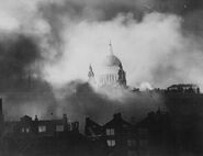 Fallout intro slide 4 -- St. Paul's Cathedral during London Blitz