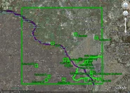 Порівняння карти Пустки з картою реального округу Колумбія. Джермантаун і Олни знаходяться на північ від даної території.