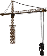 Liberty Prime on a crane, rather than the scaffolding used in-game