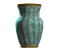 Empty teal barrel vase