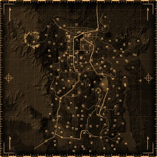 MojaveMapBW.jpg (1,24 Mio) Carte du monde de Fallout: New Vegas (Carte haute-résolution)