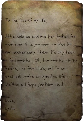 De'Andre's note