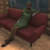 Grandma Junko sitting at a player's C.A.M.P.