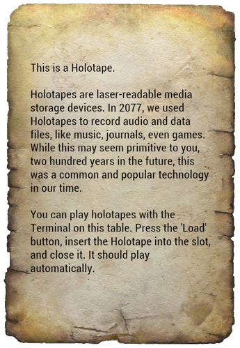 Holotape instructions