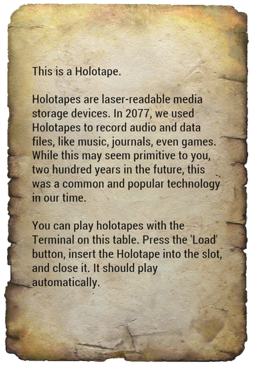 Holotape Instructions Fallout Wiki Fandom