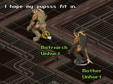 FoT Matriarch GammaMap.png (48 KB) Matriarch as she appears in Bunker Gamma, accompanied by the recruit "Mother"