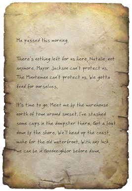 Quincy survivor's note