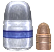 FNV 357 Bullet.png (54 KB) .357 Magnum bullet compared to a .22LR bullet (right)