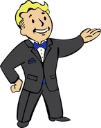 The Vault Boy wearing a Tuxedo. Original png image re-drawn in vector with added colors.